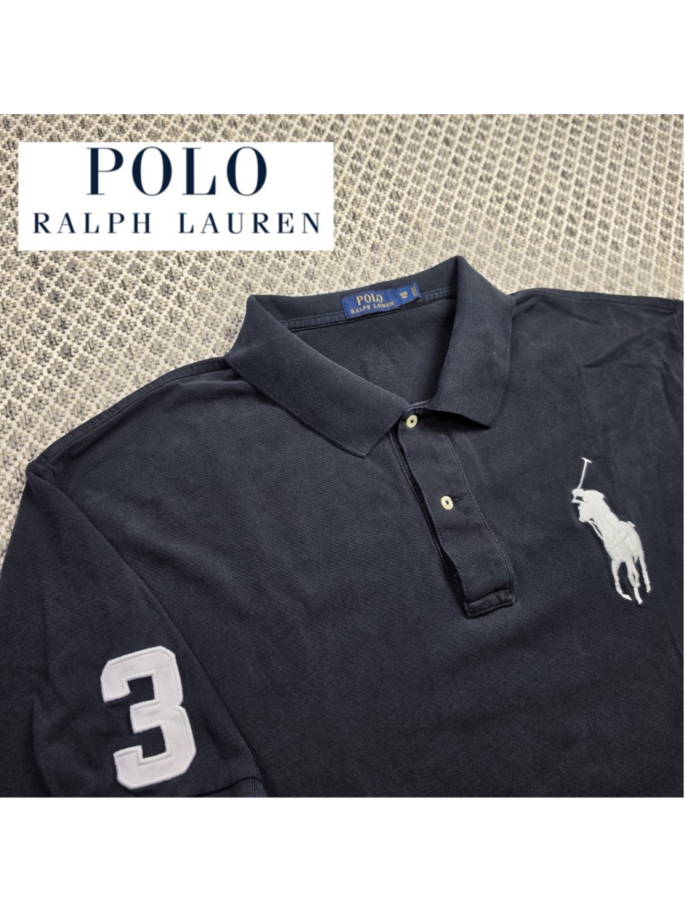 Polo Ralph Lauren Mens 3XB Black Big Pony #3 Big Tall Cotton Polo Shirt